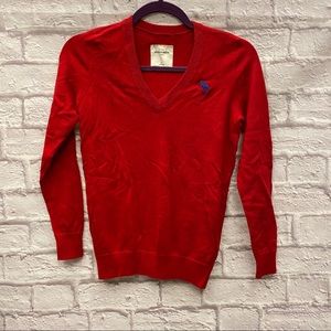 ABERCROMBIE FITCH Girls XL V-Neck Red Sweater